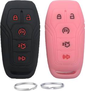 Kustsoft 779186626433 Silicone Rubber Key Fob Cover Compatible With Black Pink