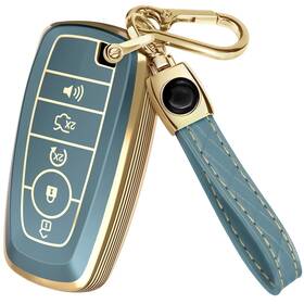 Kfbfrdc502 Lucrum Ford Key Fob Cover Leather Keychain For F150 F250 F350 F450 2018-2025
