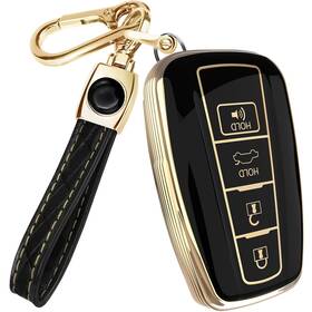 La.kfcl.toyota.a4.bk Lucrum Toyota Camry Key Fob Cover Leather Keychain - 2019-2024 Compatible