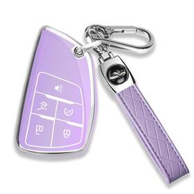 5-chrome-purple Qbuc Chevy Key Fob Cover Tpu Case For 2021-2026 Equinox Blazer Tahoe Gmc