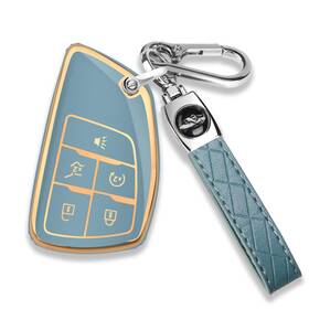 5-gold-blue Qbuc Chevy Key Fob Cover With Keychain Soft Tpu Case For 2021-2026 Equinox Blazer