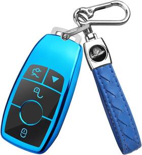 Bc01 Qbuc For Mercedes Benz Key Fob Cover With Keychain Soft Tpu Type A B Blue