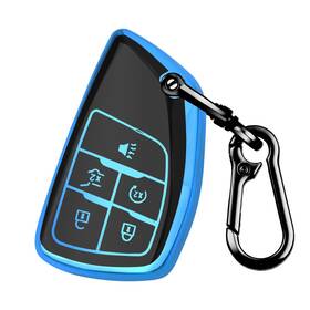 Chevytahoe5jhjfld-bg Qbuc Chevy Key Fob Cover Case For Gmc 2021-2025 Yukon Tahoe Silverado Blue