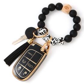 Qfungye 750219709644 For Jeep Accessories Wristlet Key Fob Cover Anti-fingerprint Special Tpu
