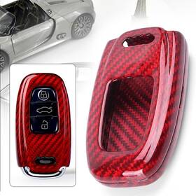 Raimukurijinusa 532611236153 For Audi A4 A5 A6 A7 A8 Remote Key Fob Case Shell Replacement Carbon Fiber Red