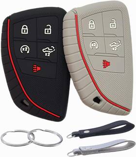 Bt02105 Reprotecting Silicone Rubber Key Fob Cover Compatible With 2025-2022 Chevy Black Grey