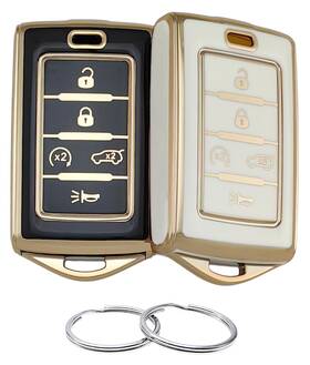 Bt0903 Reprotecting Tpu Key Fob Cover For 2021-2025 Jeep Grand Cherokee L Wagoneer - Black/white