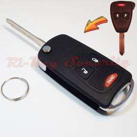 Chr-flp3-1af Ri-key Security Flip Modified Case Shell Chrysler Dodge Jeep Cars Remote 3 Buttons 1a