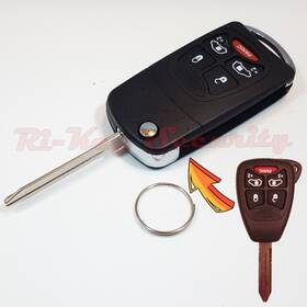 Chr-flp5-2df Ri-key Security Flip Modified Case Shell For Chrysler Dodge Jeep Remote 5 Buttons 2d