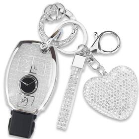 Simocky 795441464589 Key Fob Cover With Diamond Keychain Car Shell Compatible Mer