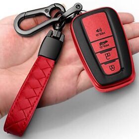 Sindeda Compatible With Toyota Key Fob Cover Leather Keychain Soft Tpu