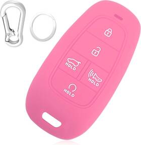 Dai-1301 Stacool 5 Button Car Key Fob Cover Silicone With Chain And Pink