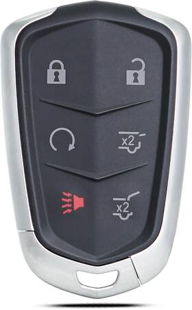 Supaland 769293246600 Key Fob Shell Case Replacement Fits For Cadillac Black Rubber Silver Side