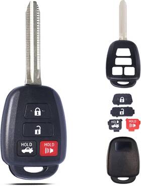 To-shell-9455 Supaland Key Fob Shell Case Replacement Fits For Toyota Camry Corolla Rav4 Black