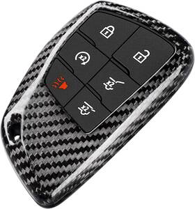 Xflc01 T-carbon Real Glass Fiber Key Fob Cover Compatible With Chevrolet Silverado Black
