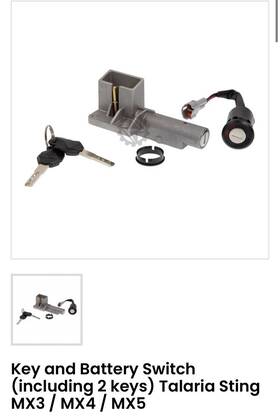 Nyb8l01 Talaria Key And Battery Switch Including 2 Keys Sting Mx3 / Mx4 Mx5