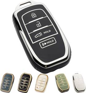 Ft403-yb Tautrophen Key Fob Cover Fit For Toyota Camry Mirai B 403 Silver And Black