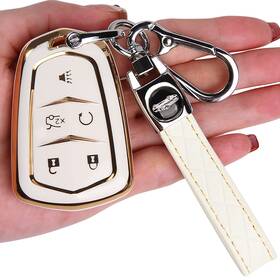 App-100622-b09n7llqyv Tecarate Cadillac Key Fob Cover Case For 2015-2019 Escalade Cts Srx Xt5 Ats Ct6 - White