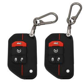 Tomall 733039426397 2 Pack For Jeep Key Fob Cover With Keychain 4 Buttons Silicone Rubber