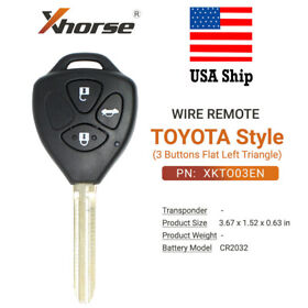 Xkto03en Usa Xhorse Remote Key Fit For Toyota Flat Left 3 Buttons Vvdi Tools