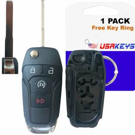 Usakeys 120718241111 Fits 2015-2019 Ford F150 Flip Remote Key Fob Replacement Case Button Shell