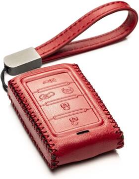Kc-jeep-lb5b-red Vitodeco Genuine Leather Smart Key Fob Case Compatible With 5-button Red
