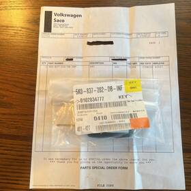 5k0-837-202-db-inf Volkswagen 2012 Vw Jetta Key New Sealed Uncut With Order Form