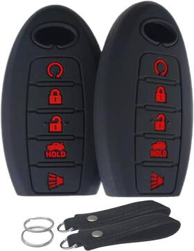 Aif1512 Waymei Silicone Key Fob Cover Remote Keyless Case Protector Black With Red
