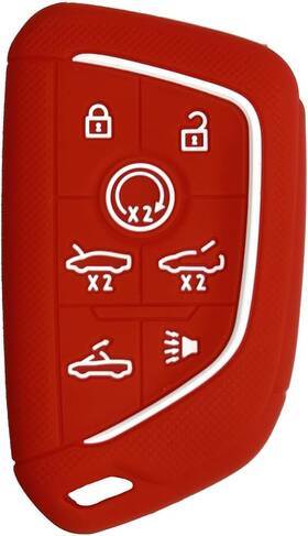 1cv10hong Weemeeluv Key Fob Cover For Chevy Corvette 7 Buttons Silicone Remote Case Red