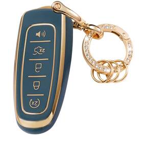 Ysk3403 Wsauto Key Fob Cover With Keychain For Ford C-max Edge Escape Explorer Blue
