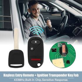 X Autohaux 670279374050 433mhz Keyless Entry Remote Ignition Transponder Key Fob For Honda Pilot Civic