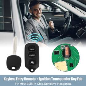 X Autohaux 670279380273 1 Set 314mhz Keyless Entry Remote Ignition Transponder Key Fob For Toyota Rav4