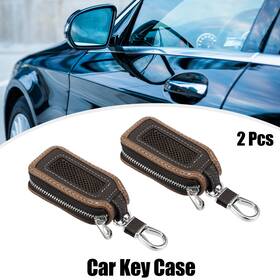 X Autohaux 723115126242 2pcs Faux Leather Car Fob Key Case Keychain Bag Auto Remote Holder