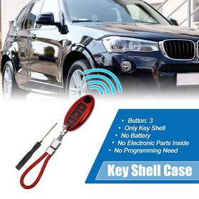 X Autohaux 726215849431 Tpu 3 Button Car Key Fob Case Cover For Nissan With Rings Kit Red Black