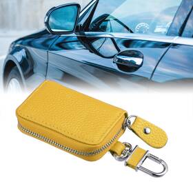 X Autohaux 734301756228 Car Key Case Faux Leather Zipper Fob For Auto Remote Yellow