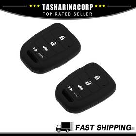 X Autohaux 766549348682 Piece Of 2 Silicone Key Shells Fit For Honda Civic Accord Hr-v Cr-v Black