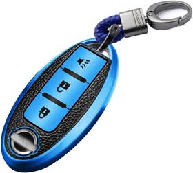 Fo135b X Xotic Tech #fo135b #fo83b Blue Tpu Grainy Leather Texture Key Type A - With Keychain