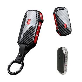 Fo176r X Xotic Tech #fo176r Otic Glossy Black Carbon Fiber Pattern Abs Key Fob Shell Cover Case With Red S
