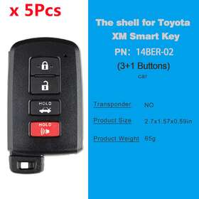 14ber-02 Xhorse Fit For Toyota Xm Smart Key Shell 1742 Type 3 1 Buttons 5pcs/lot