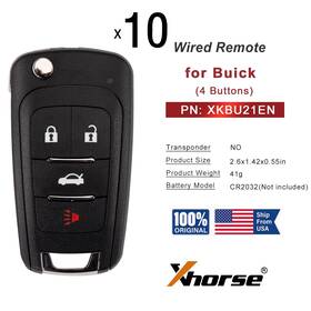 Xkbu21en Xhorse 10x For Buick Second Generation Wired Remote Key 4 Buttons Vvdi Tool