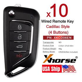 Xkcd06en Xhorse 10x Universal Wire Remote Key For Cadillac Style Filp 4 Buttons