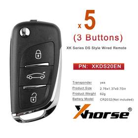 Xkds20en Xhorse Universal Wire Remote Key Xk Series Ds Style Flip 3 Buttons