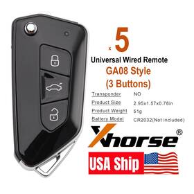 Xkga83en Xhorse 5x Universal Wired Remote Key Xk Series 3 Buttons For Vvdi Mini