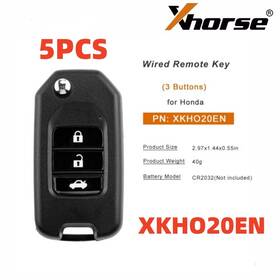 Xkho20en Xhorse 5x Second Generation Wire Remote Key For Honda Flip 3 Buttons