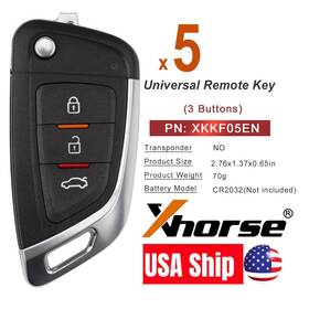 Xkkf05en Xhorse 5 X Universal Wire Flip Remote Key Knife Style 3 Button For Vvdi