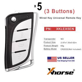 Xklex5en Xhorse For Lexus Style 2nd Generation Wire Remote Key 3 Buttons 5pcs