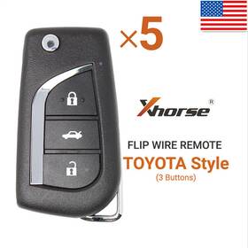 Xkto20en Xhorse 5pcs 2nd Generation Wire Remote Key For Toyota Flip 3 Buttons Us
