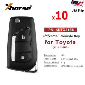 Xkto21en Xhorse 10x For Toyota 2 Button Universal Wired Remote Key Vvdi Tool