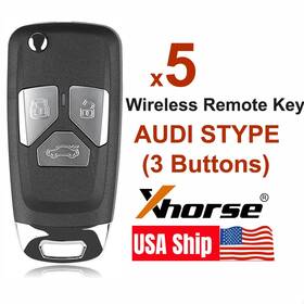 Xnau01en Xhorse 5x Universal Wire Remote Key For Audi Flip 3 Buttons Max Pro