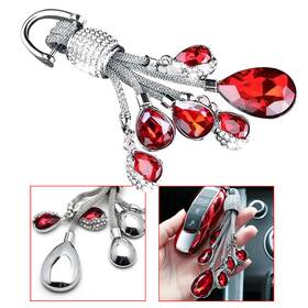 Fo102 Xotic Tech Flaming Hot Red Rhinestone Crystal Water-drop Diamond Car Home Keychain Keyring